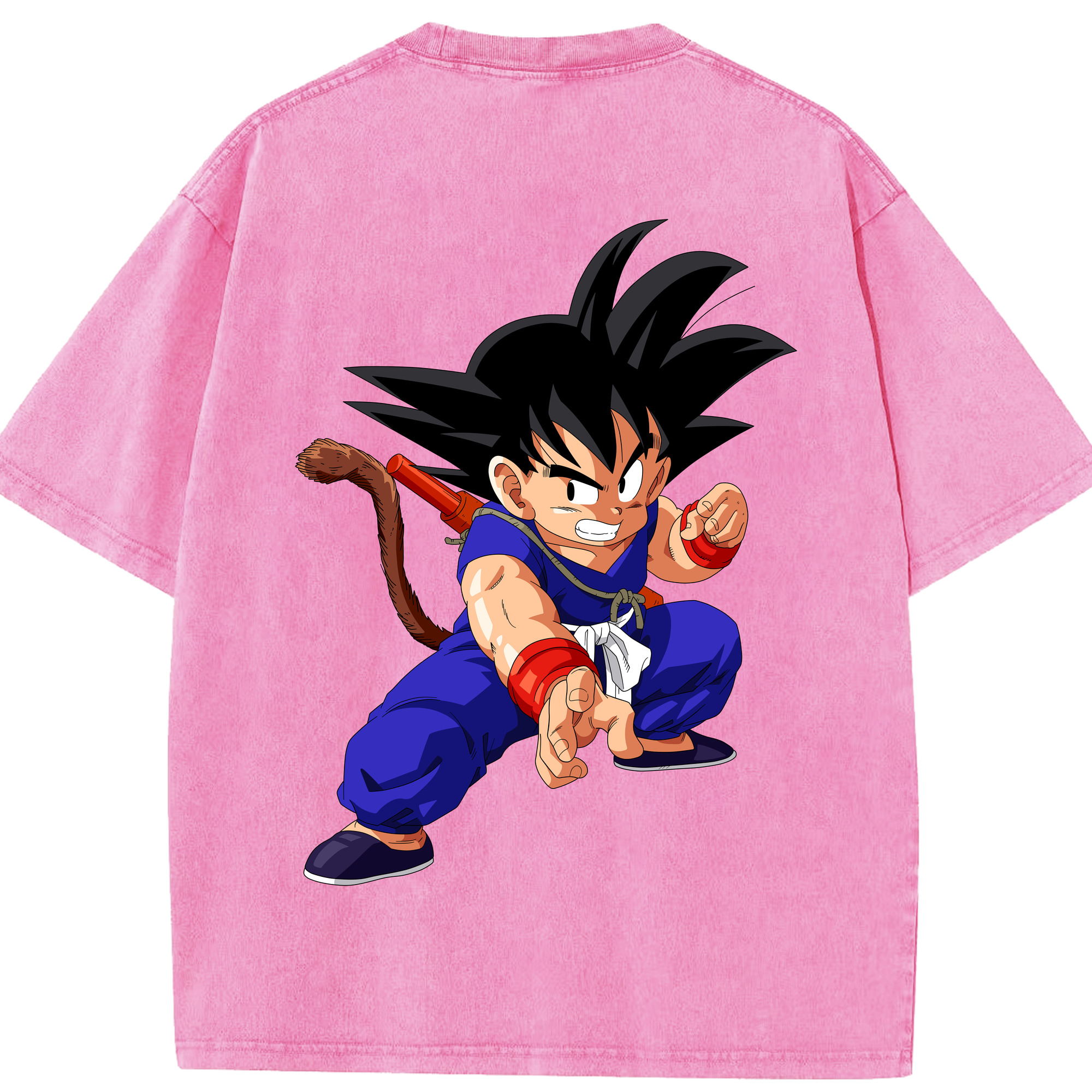 （画像用） ドラゴンボール 孫悟空（そん ごくう）Son Goku カカロット DRAGON BALL Kakarotto 綿100% ヴィンテージ風 半袖Tシャツ（背面プリント）
